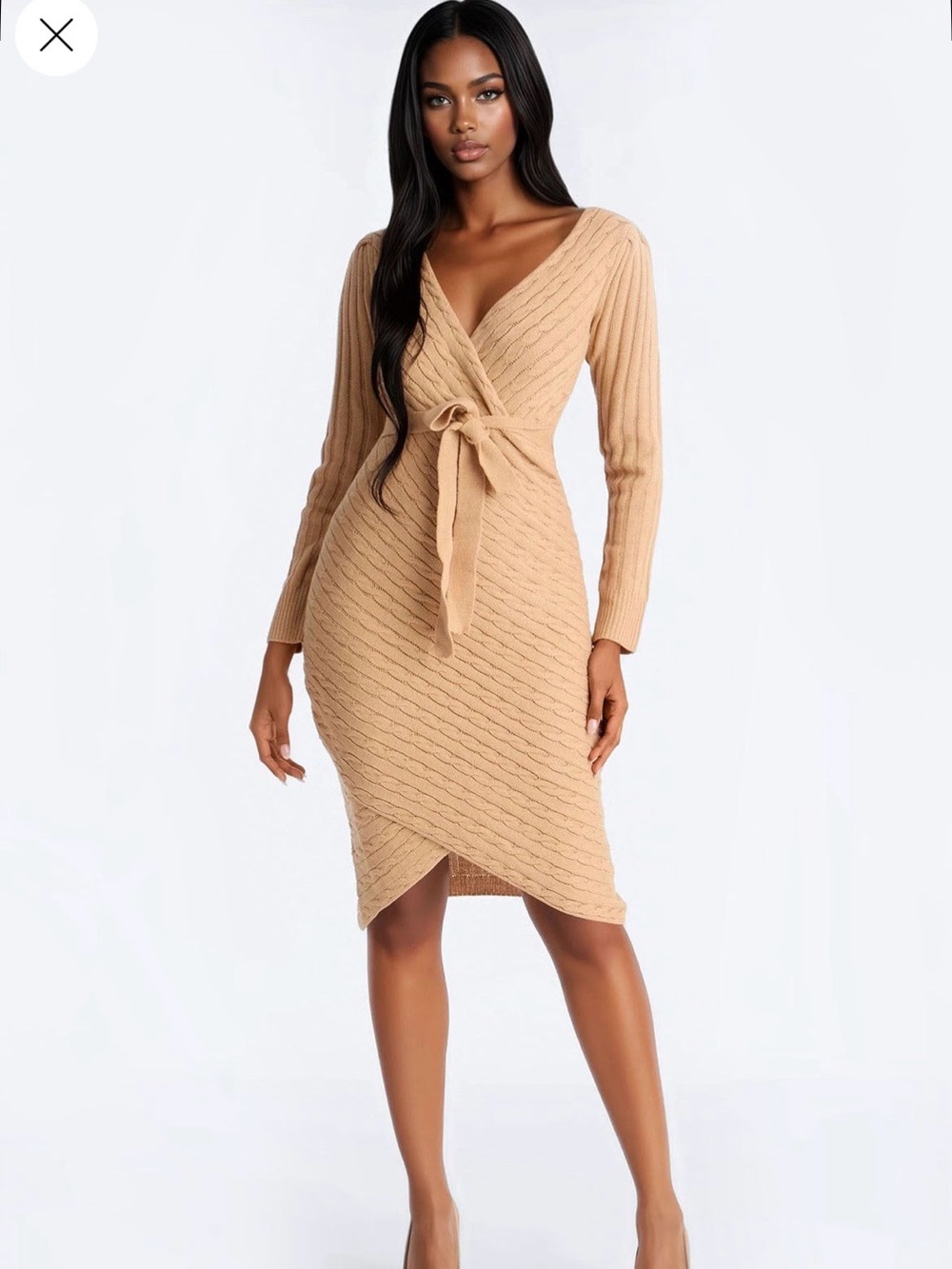Tie-Front Sweater Midi Dress